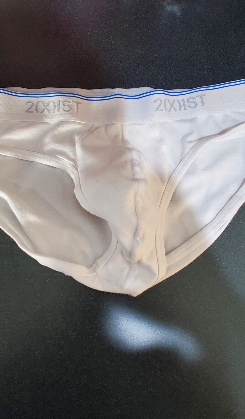 2xist White Briefs with Blue-Trim Waistband